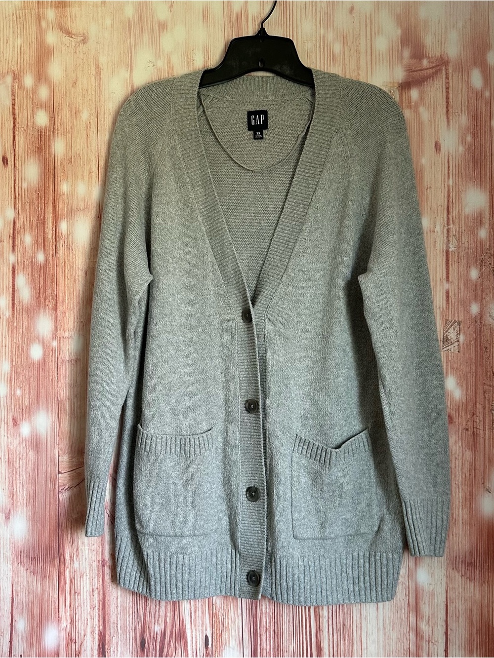 Gap Gray V Neck Button Front Long Cardigan Size XS